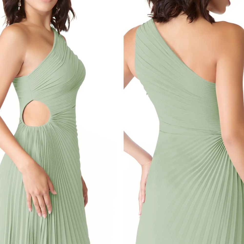 Azazie bridesmaid (A4 size) One-Shoulder dusty sage - Picture 3 of 7
